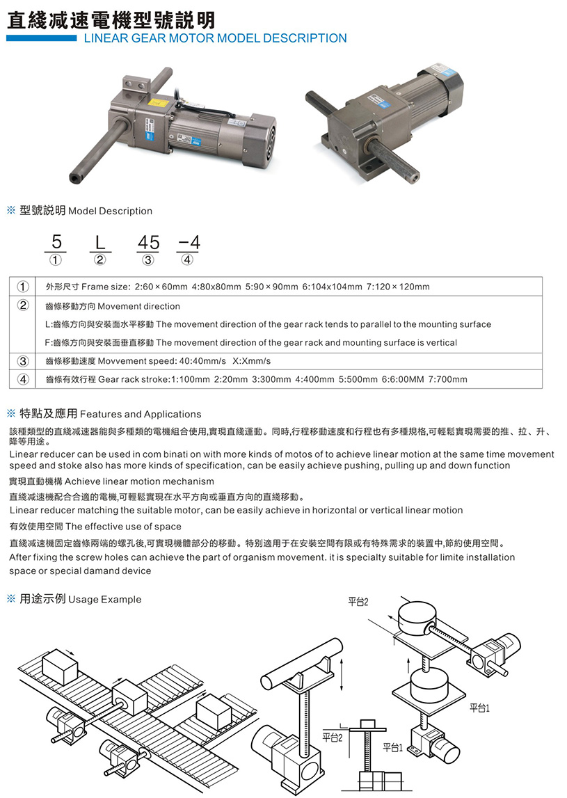 垂直直線齒輪箱25W-120W